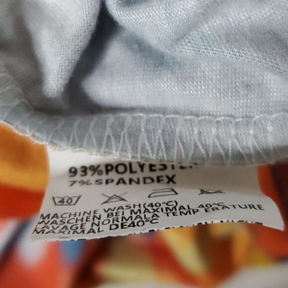 TIE Dye Women's Blue Orange Yellow V-Neck Short Sleeve T-Shirt Top Size Medium - Picture 10 of 10